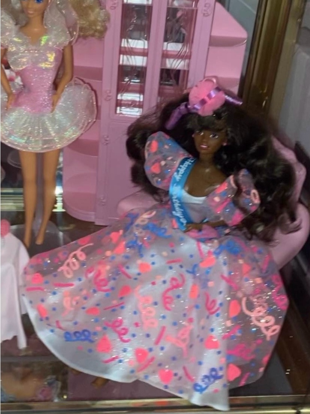 Rare African American Birthday surprise Barbie only displayed never played with